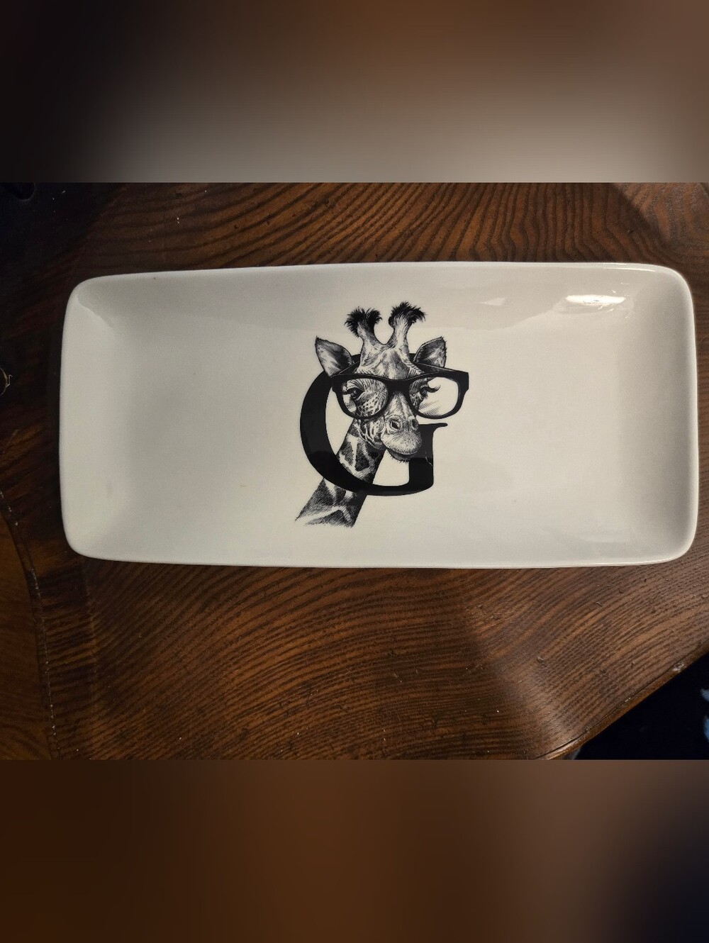 Williams Sonoma White Ceramic Serving Tray with Black Printed Text
